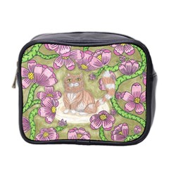 Fluffy Cat In A Garden  Mini Toiletries Bag (two Sides) by okhismakingart