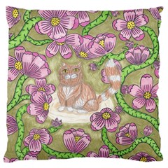 Fluffy Cat In A Garden  Standard Flano Cushion Case (one Side) by okhismakingart