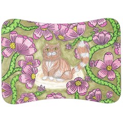 Fluffy Cat In A Garden  Velour Seat Head Rest Cushion by okhismakingart