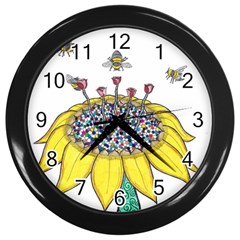 Bees At Work  Wall Clock (black) by okhismakingart