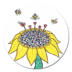 Bees At Work  Magnet 5  (round) by okhismakingart