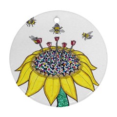 Bees At Work  Round Ornament (two Sides) by okhismakingart