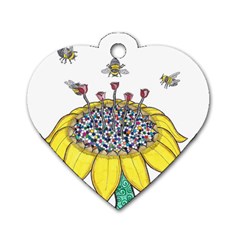 Bees At Work  Dog Tag Heart (two Sides) by okhismakingart