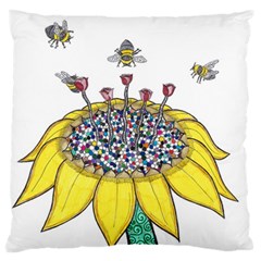 Bees At Work  Large Cushion Case (two Sides) by okhismakingart