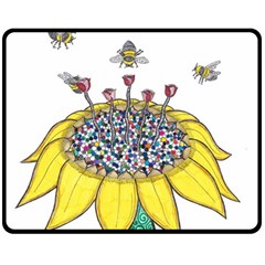 Bees At Work  Double Sided Fleece Blanket (medium)  by okhismakingart