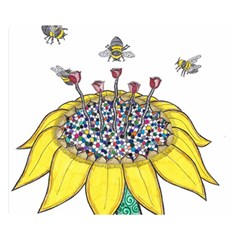 Bees at Work  Double Sided Flano Blanket (Small) 