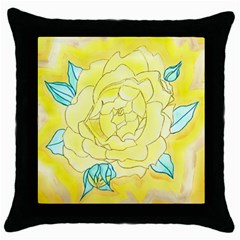 Neutral Rose Watercolor Throw Pillow Case (black) by okhismakingart