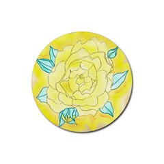 Neutral Rose Watercolor Rubber Coaster (round)  by okhismakingart