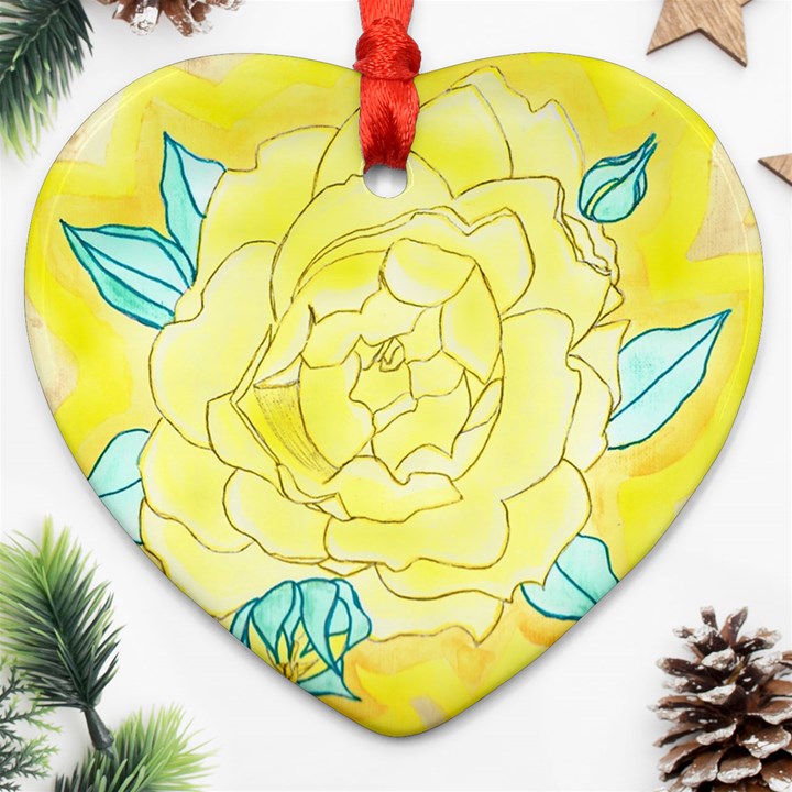 Neutral Rose Watercolor Heart Ornament (Two Sides)