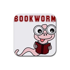 Literal Bookworm Rubber Coaster (square) 