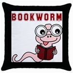 Literal Bookworm Throw Pillow Case (Black) Front