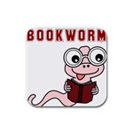 Literal Bookworm Rubber Square Coaster (4 pack)  Front