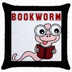 Literal Bookworm Throw Pillow Case (black) by emeraldwolfpress