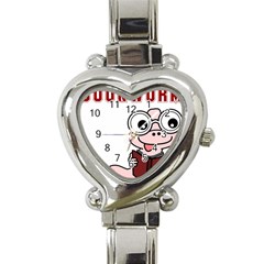 Literal Bookworm Heart Italian Charm Watch by emeraldwolfpress