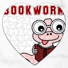 Literal Bookworm Jigsaw Puzzle (heart) by emeraldwolfpress