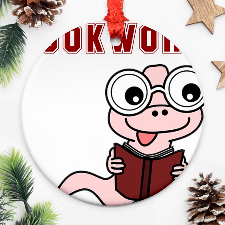 Literal Bookworm Round Ornament (Two Sides)