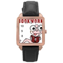 Literal Bookworm Rose Gold Leather Watch 