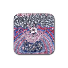 Abstract Flower Field Rubber Coaster (square)  by okhismakingart