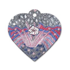 Abstract Flower Field Dog Tag Heart (one Side) by okhismakingart