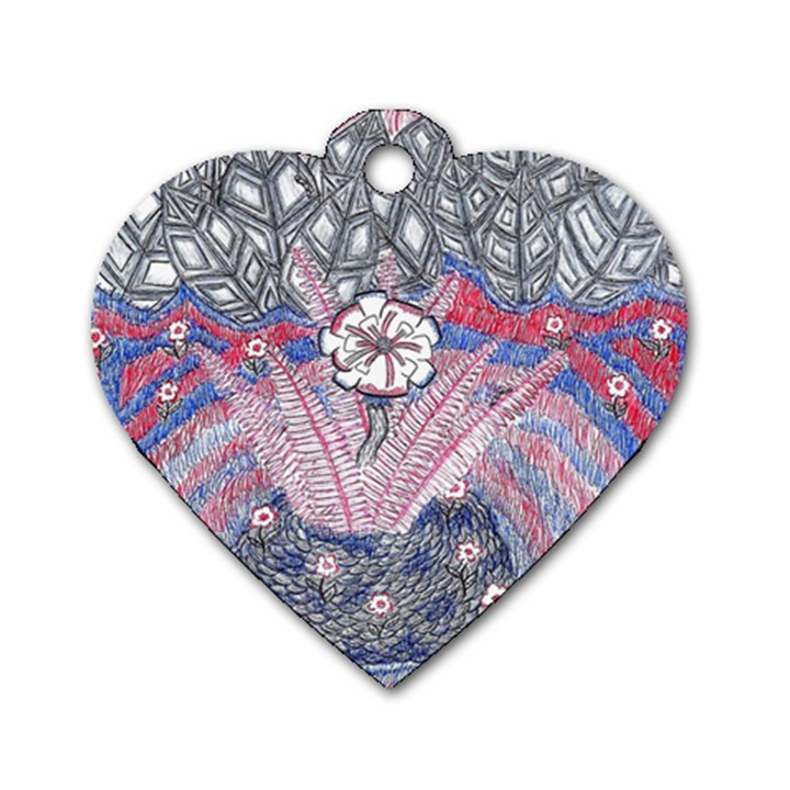 Abstract Flower Field Dog Tag Heart (Two Sides)