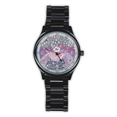 Abstract Flower Field Stainless Steel Round Watch by okhismakingart