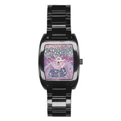 Abstract Flower Field Stainless Steel Barrel Watch by okhismakingart