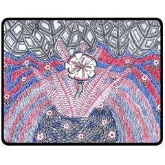 Abstract Flower Field Double Sided Fleece Blanket (medium)  by okhismakingart