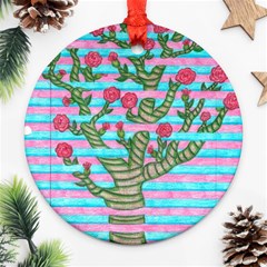 Notebook Flower Tree Round Ornament (two Sides) by okhismakingart