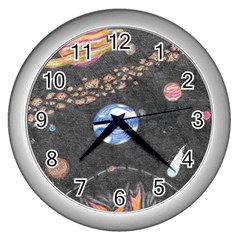 Space Wall Clock (silver) by okhismakingart