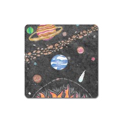 Space Square Magnet by okhismakingart