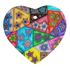 Stained Glass Flowers  Ornament (heart) by okhismakingart