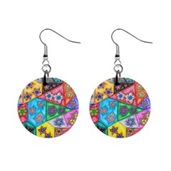 Stained Glass Flowers  Mini Button Earrings by okhismakingart