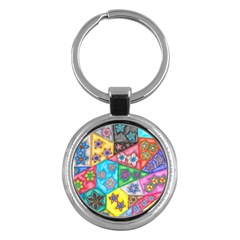 Stained Glass Flowers  Key Chains (round)  by okhismakingart