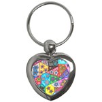 Stained Glass Flowers  Key Chains (Heart)  Front