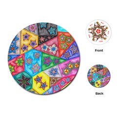 Stained Glass Flowers  Playing Cards (round) by okhismakingart