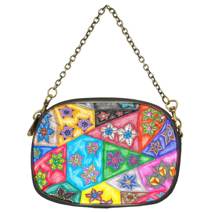 Stained Glass Flowers  Chain Purse (One Side)