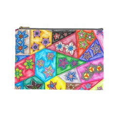 Stained Glass Flowers  Cosmetic Bag (large) by okhismakingart