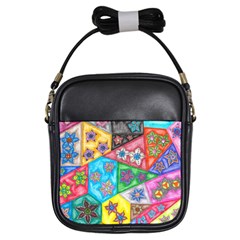 Stained Glass Flowers  Girls Sling Bag by okhismakingart