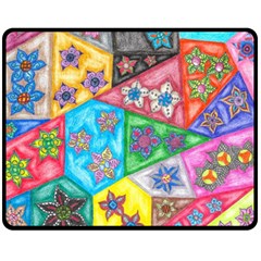 Stained Glass Flowers  Fleece Blanket (medium)  by okhismakingart