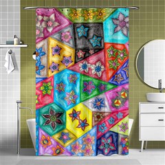 Stained Glass Flowers  Shower Curtain 48  X 72  (small)  by okhismakingart