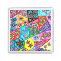 Stained Glass Flowers  Memory Card Reader (square) by okhismakingart