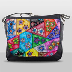 Stained Glass Flowers  Messenger Bag by okhismakingart