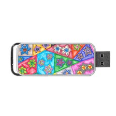 Stained Glass Flowers  Portable Usb Flash (two Sides) by okhismakingart