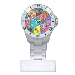 Stained Glass Flowers  Plastic Nurses Watch by okhismakingart