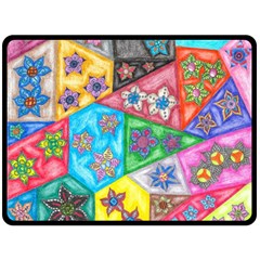 Stained Glass Flowers  Double Sided Fleece Blanket (large)  by okhismakingart