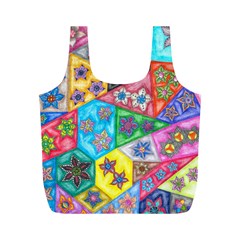 Stained Glass Flowers  Full Print Recycle Bag (m) by okhismakingart