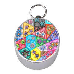 Stained Glass Flowers  Mini Silver Compasses by okhismakingart