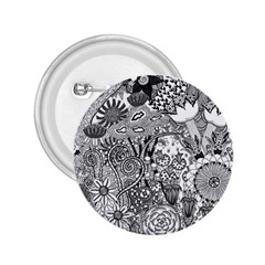 Floral Jungle Black And White 2 25  Buttons by okhismakingart