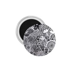 Floral Jungle Black And White 1 75  Magnets by okhismakingart