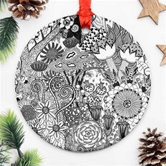 Floral Jungle Black And White Ornament (round) by okhismakingart